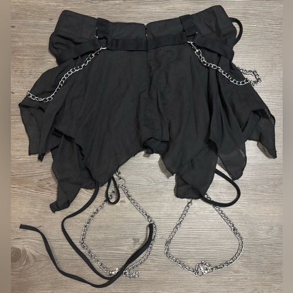 NWT Dolls Kill / Darker Wavs Warp Mini Skirt With Leg Chains - Picture 2 of 5